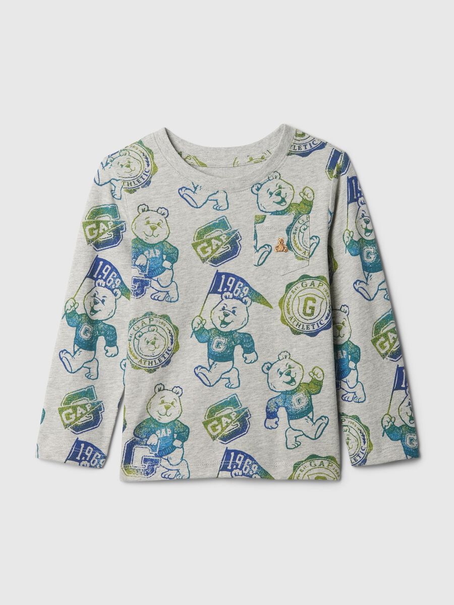 T-shirt with print and teddy bear embroidery_0