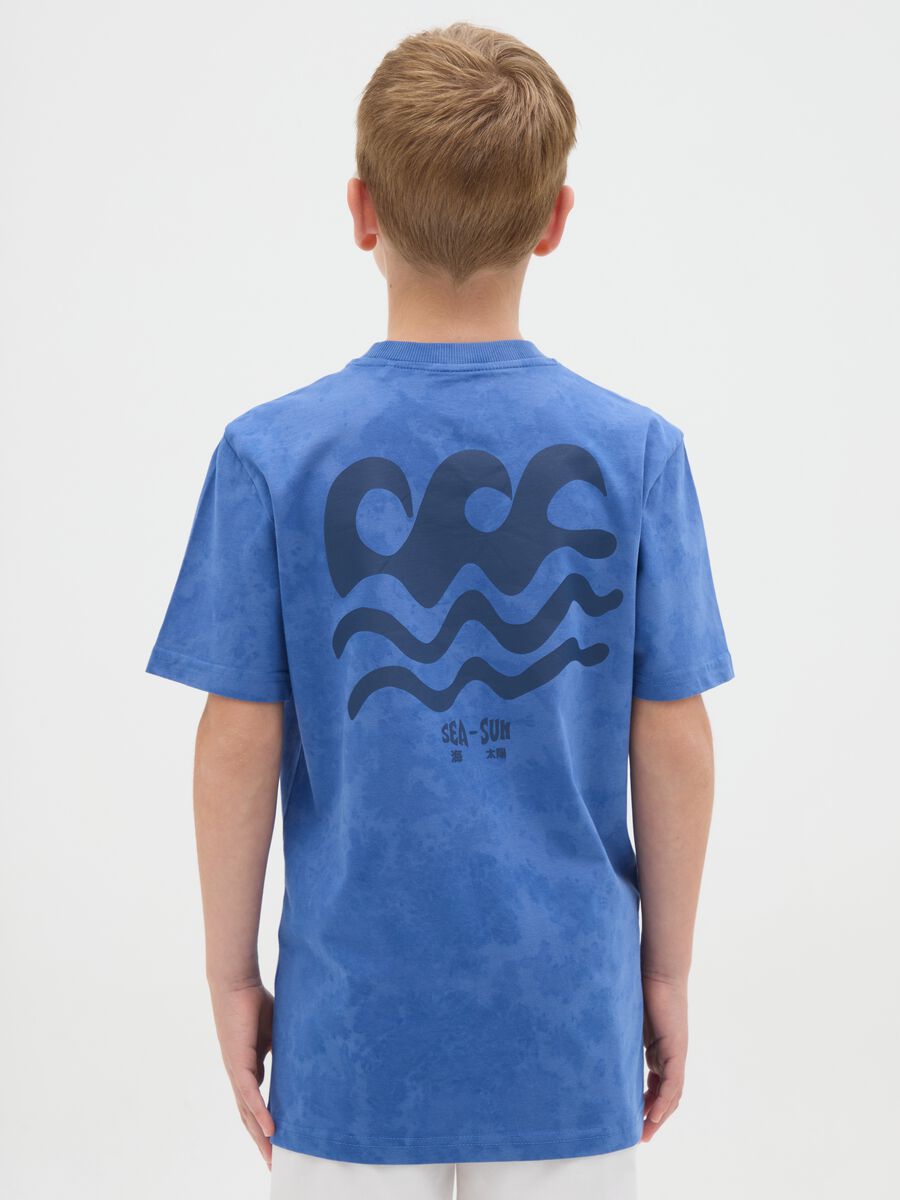 T-shirt da ragazzo in puro cotone blu regular fit_2