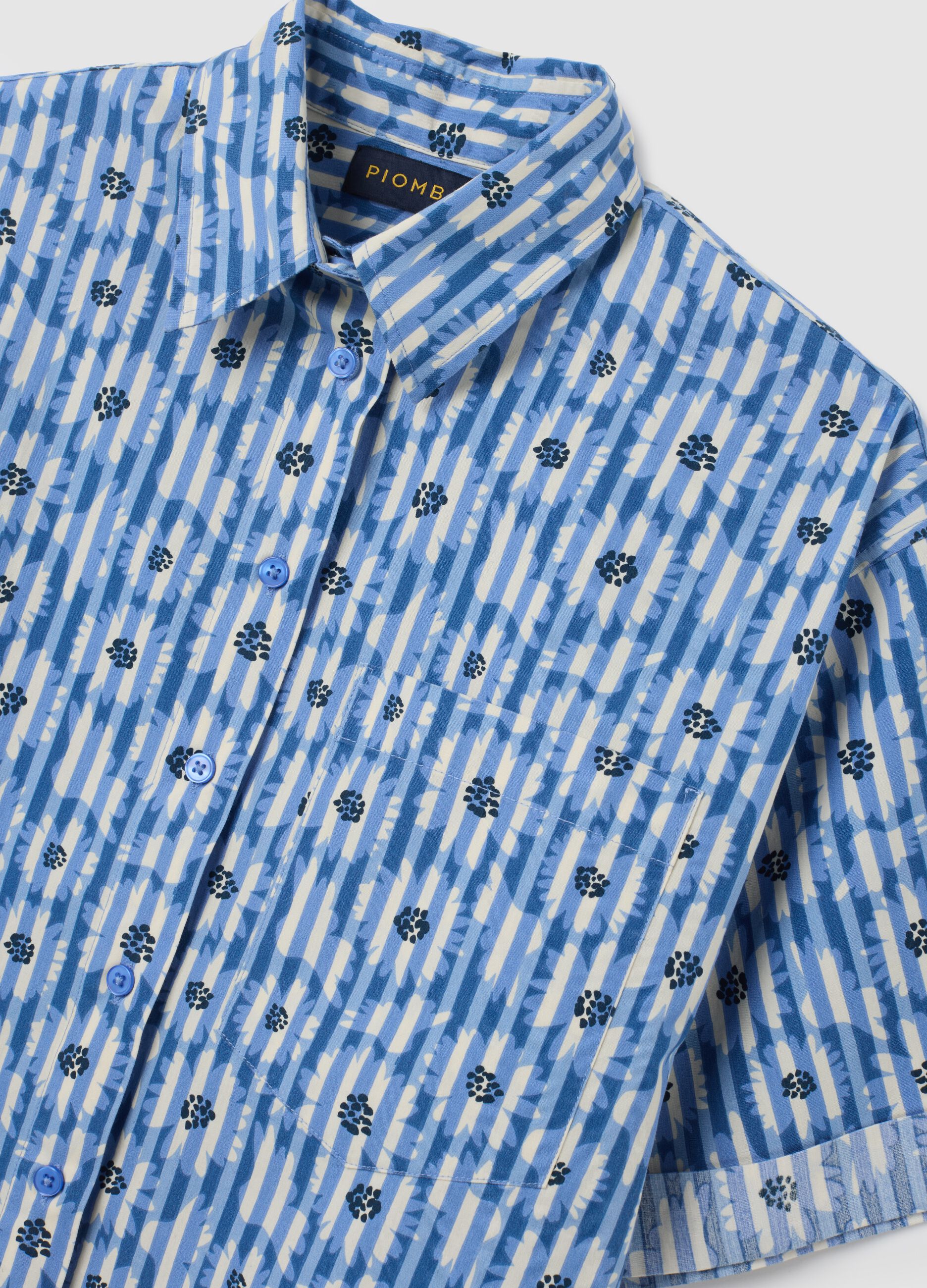 Oversized multicolour pure cotton striped shirt