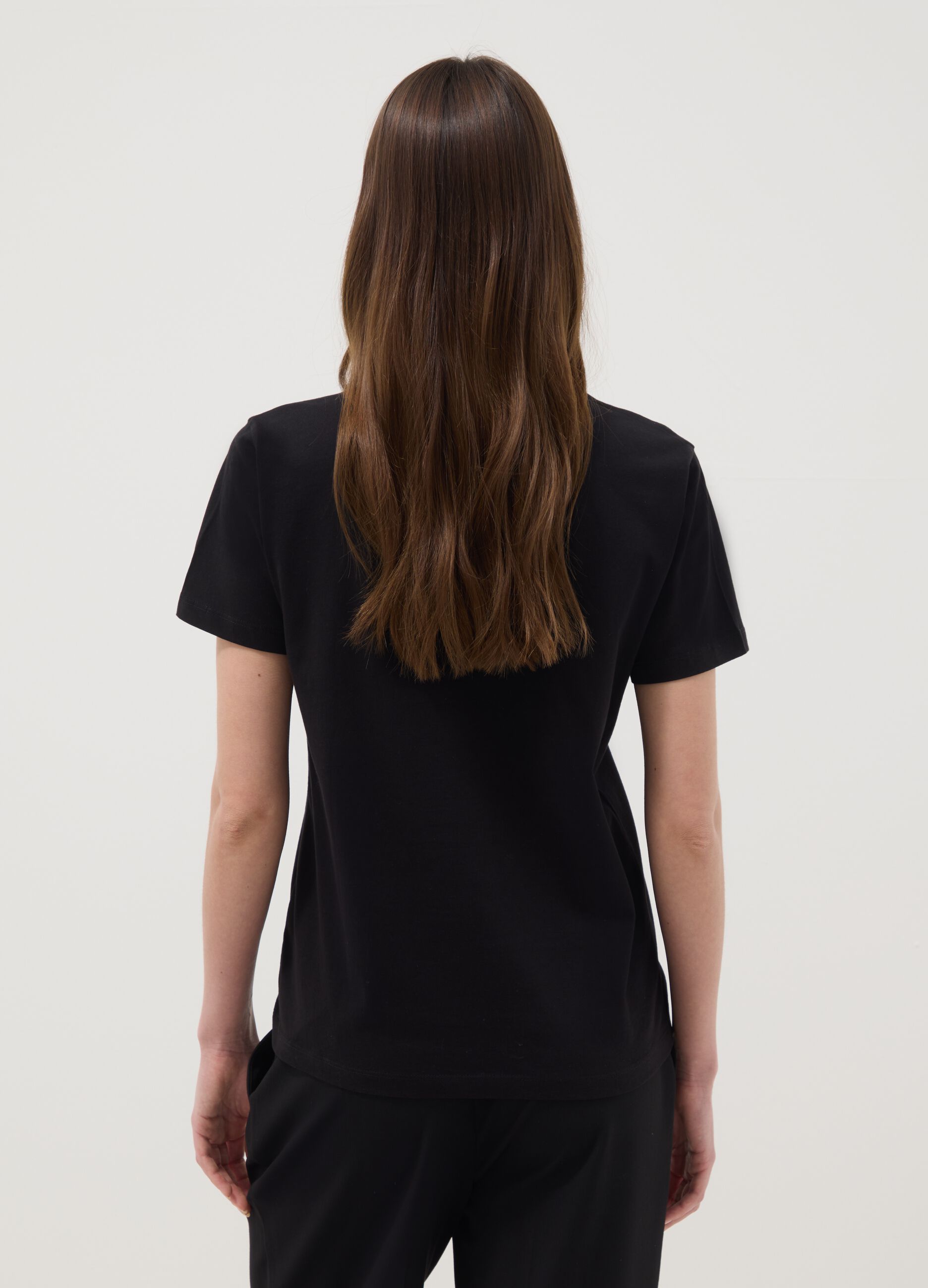Black pure cotton T-shirt with K-Pop Demon Hunter print, regular fit