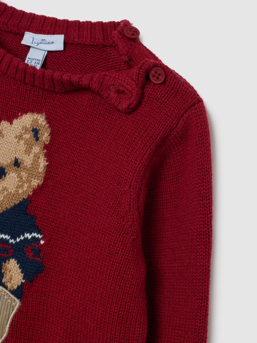 Red sweater for toddlers in cotton blend regular fit with print_3
