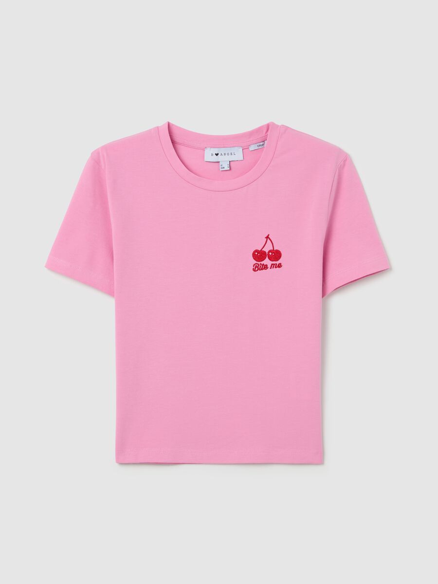 Stretch cotton T-shirt with embroidery_4
