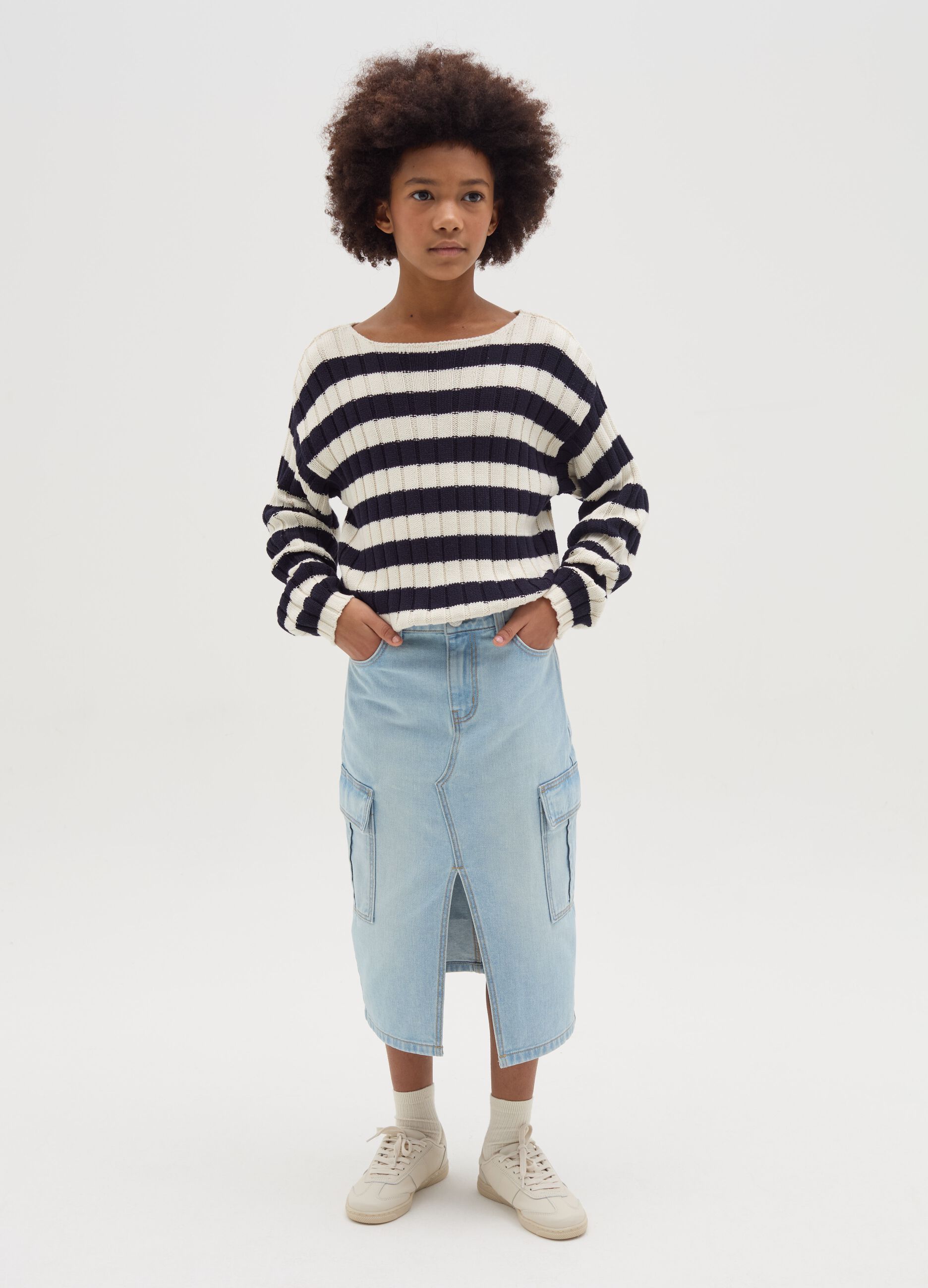 Cargo longuette skirt in denim