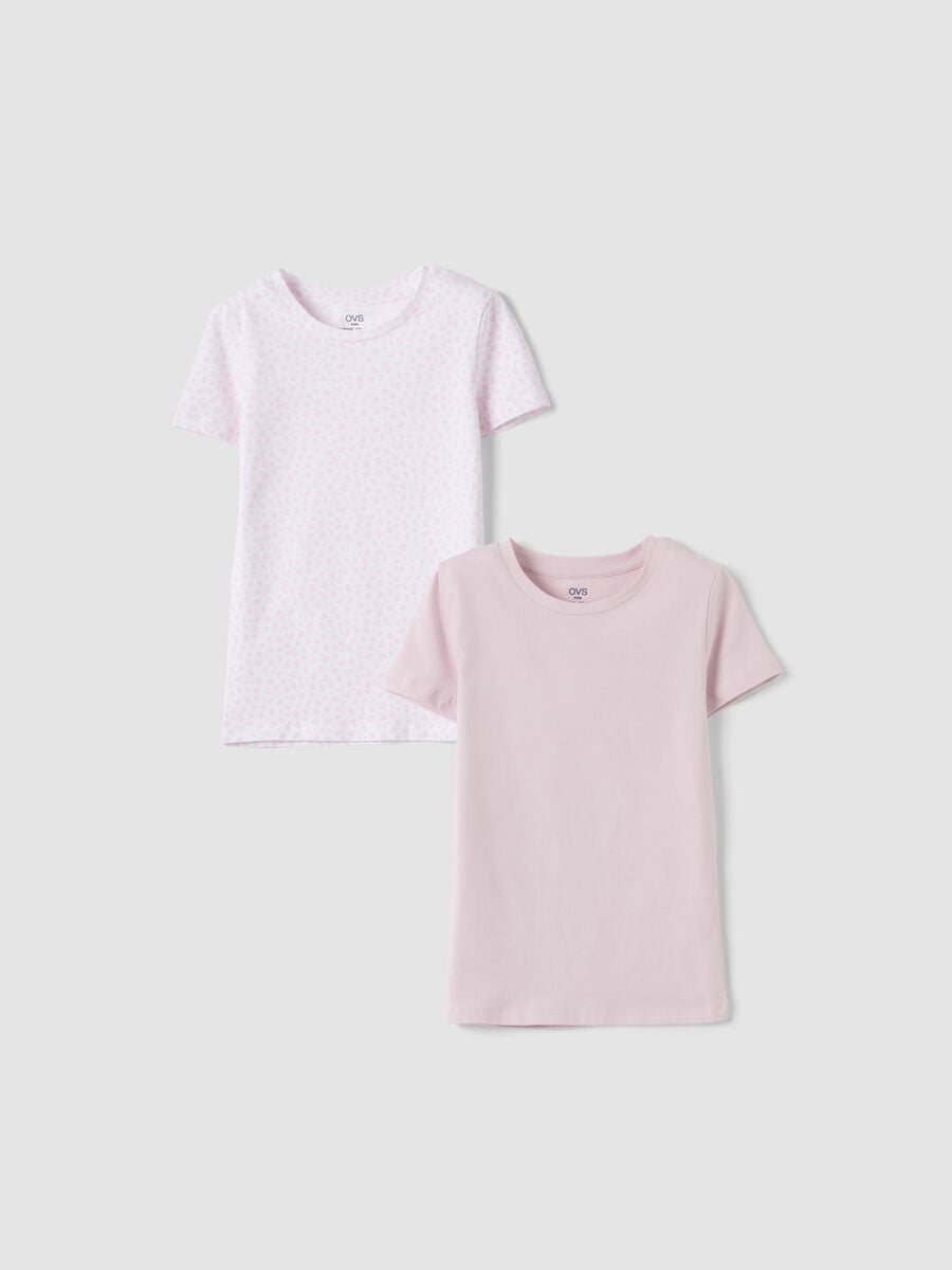 2-pack pink stretch organic cotton crew-neck T-shirts with print_0
