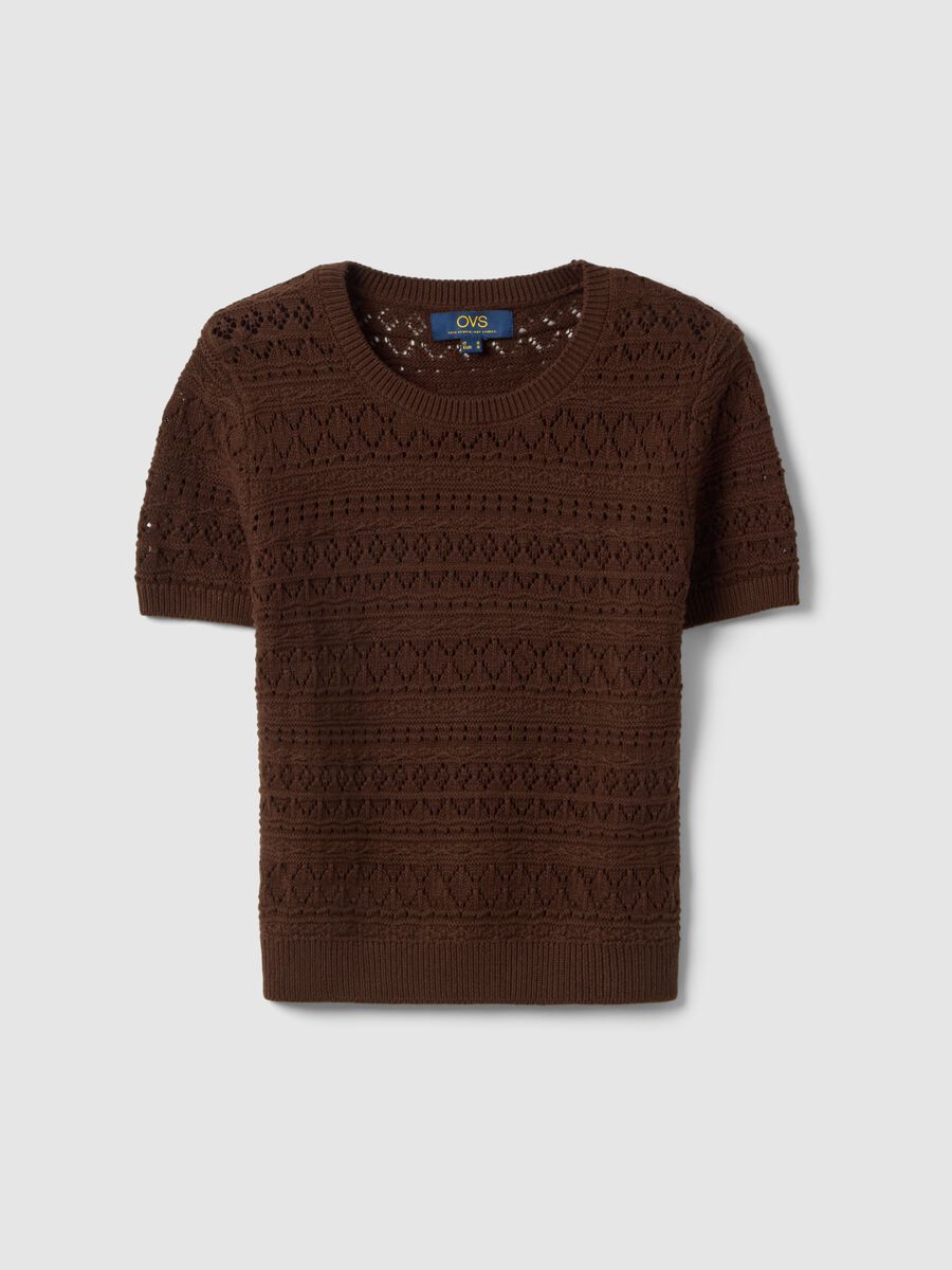 Brown pure cotton regular fit knitted shirt_4