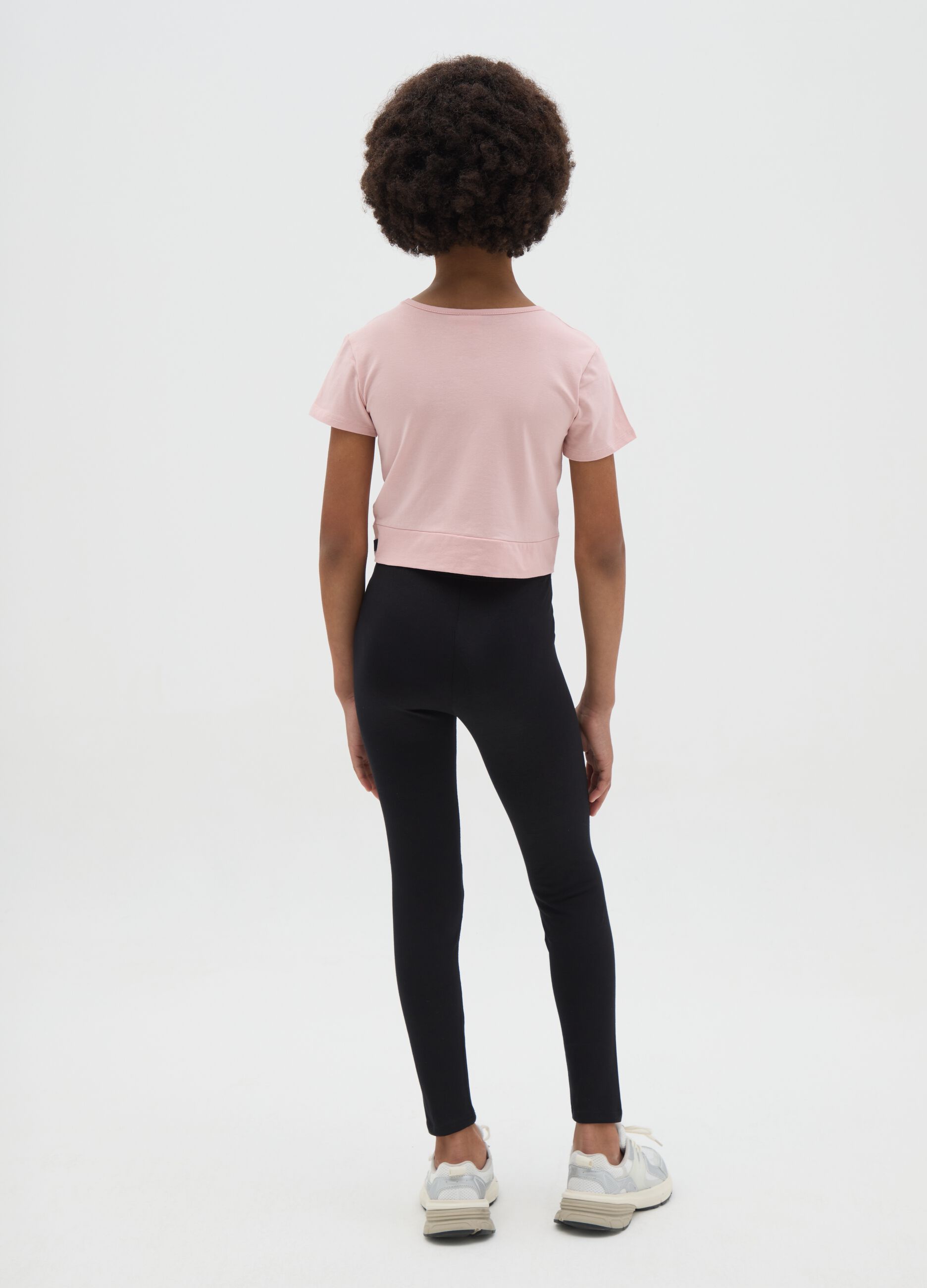 Black stretch cotton leggings for girls by OVS Kids