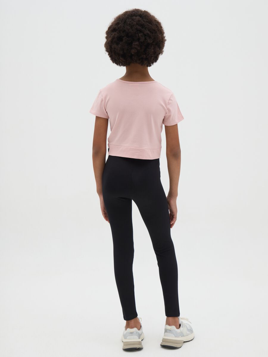 Black stretch cotton leggings for girls by OVS Kids_3