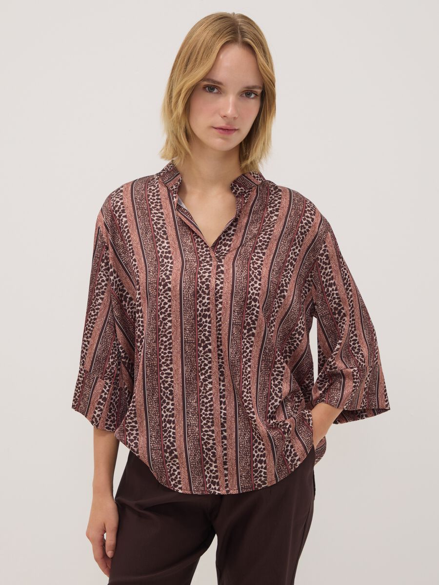 Blusa marrone regular fit con stampa a righe regular fit_0