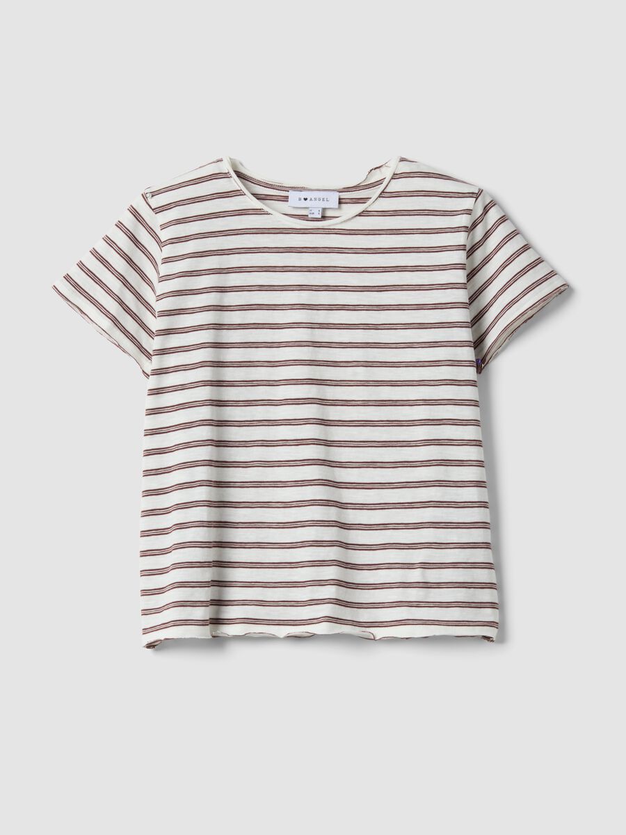 Multicoloured striped pure cotton short-sleeved T-shirt, regular fit_4