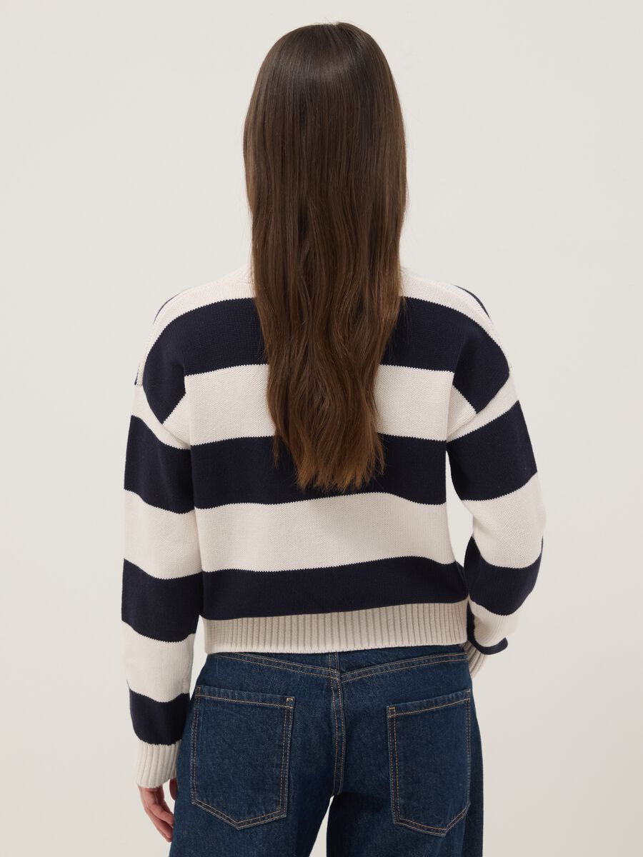 Regular fit multicolour striped cotton blend jumper with heart_3