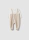 Beige organic cotton blend baby sleepsuit with feet_1