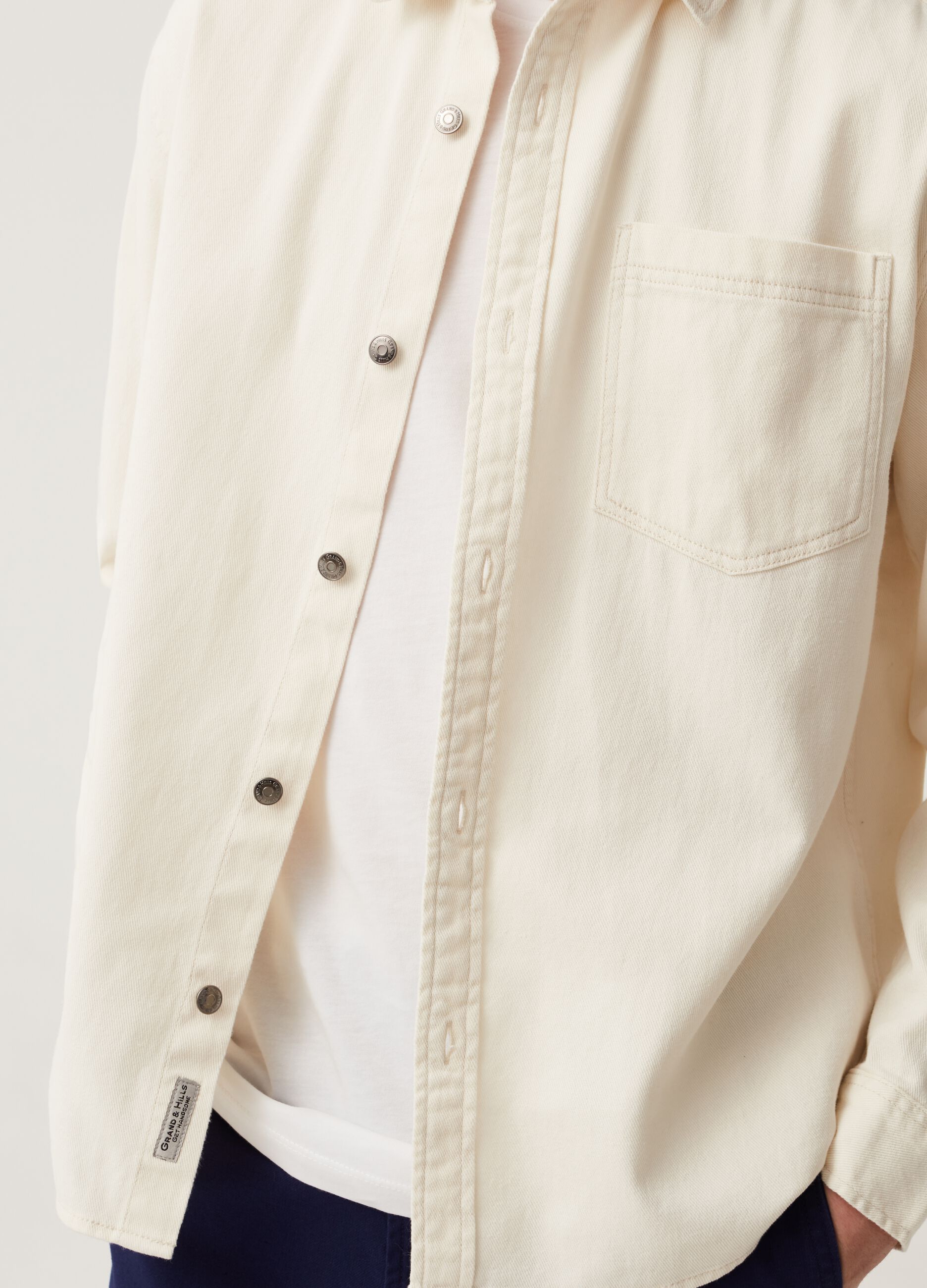 Shacket in cotone con tasca Grand & Hills_3