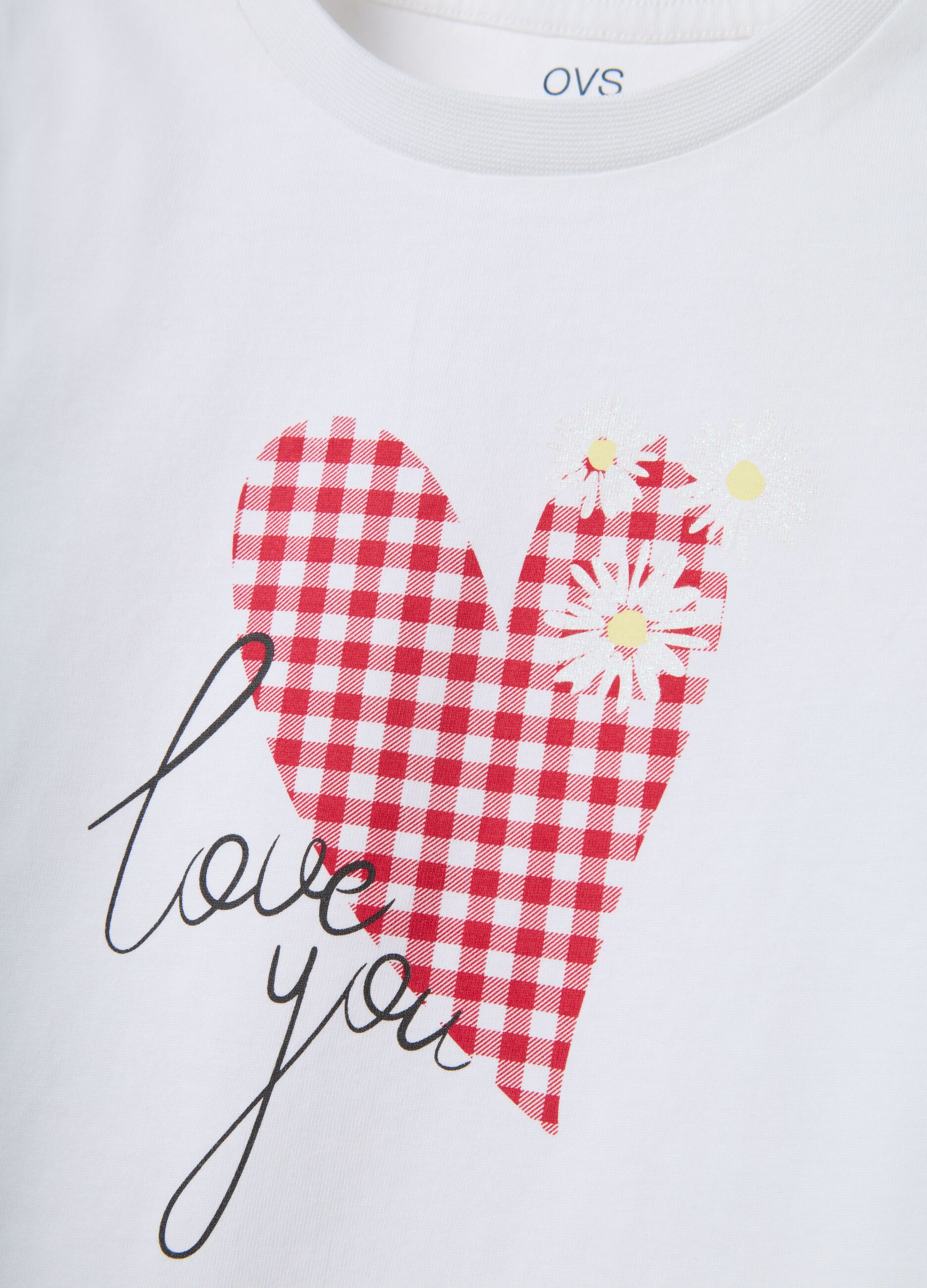 White regular fit pure cotton t-shirt with print for girls