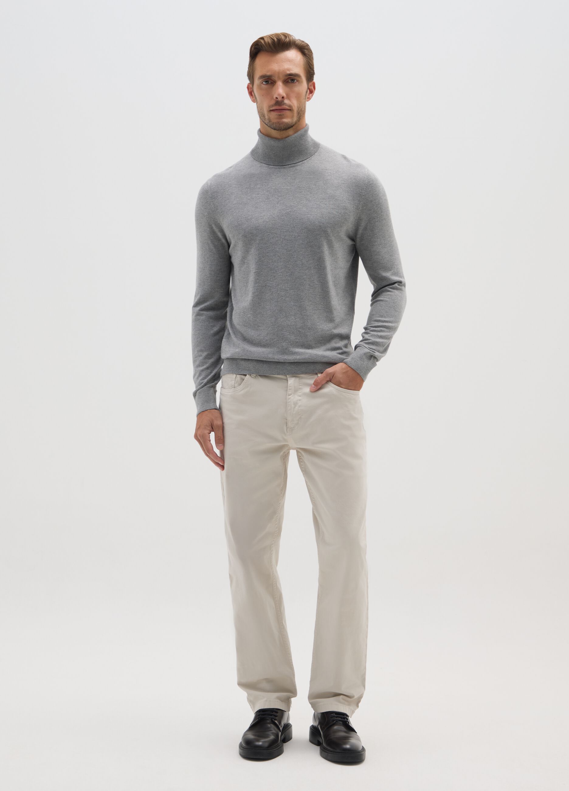 Grey regular fit turtleneck
