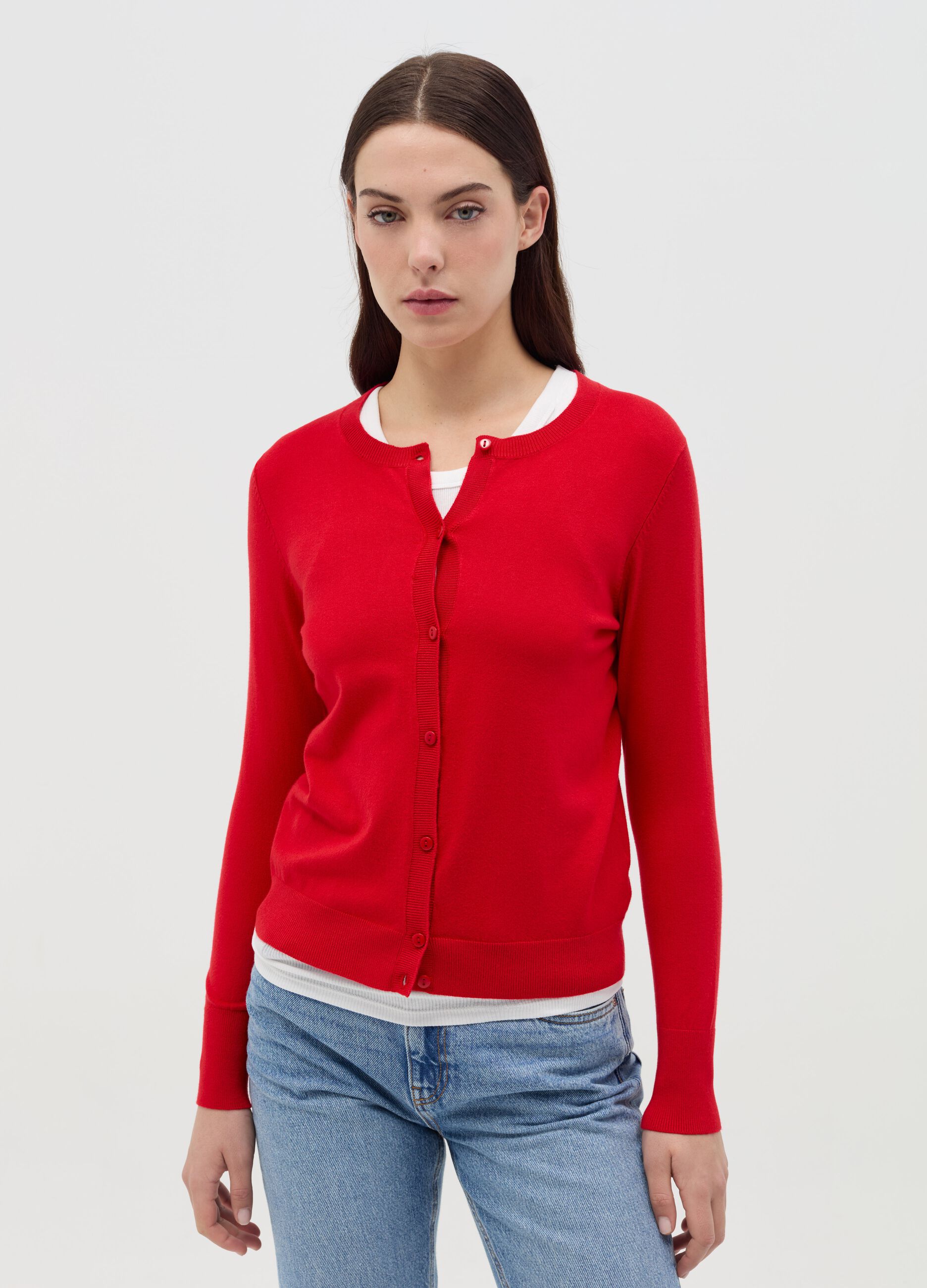 Cardigan con scollo rotondo