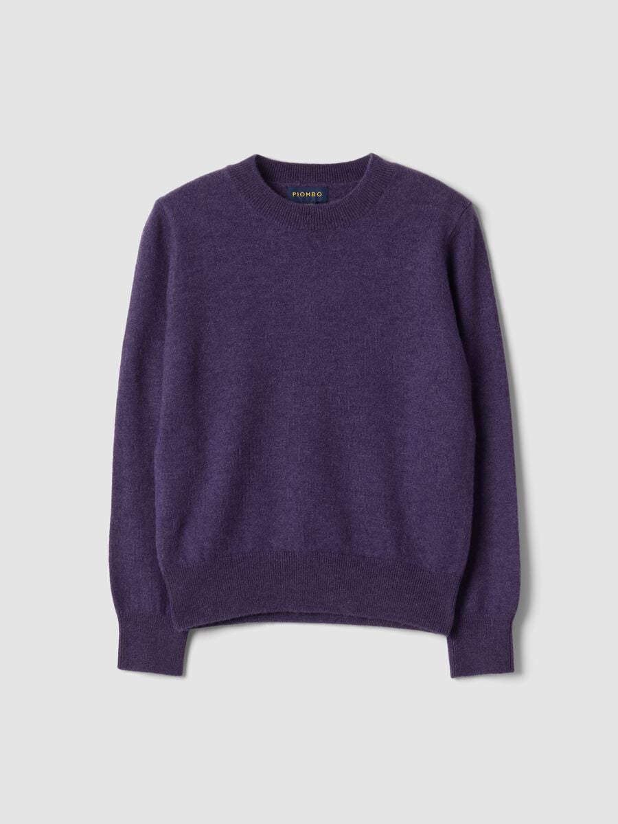 Maglione viola in pura lana a maniche lunghe regular fit_0
