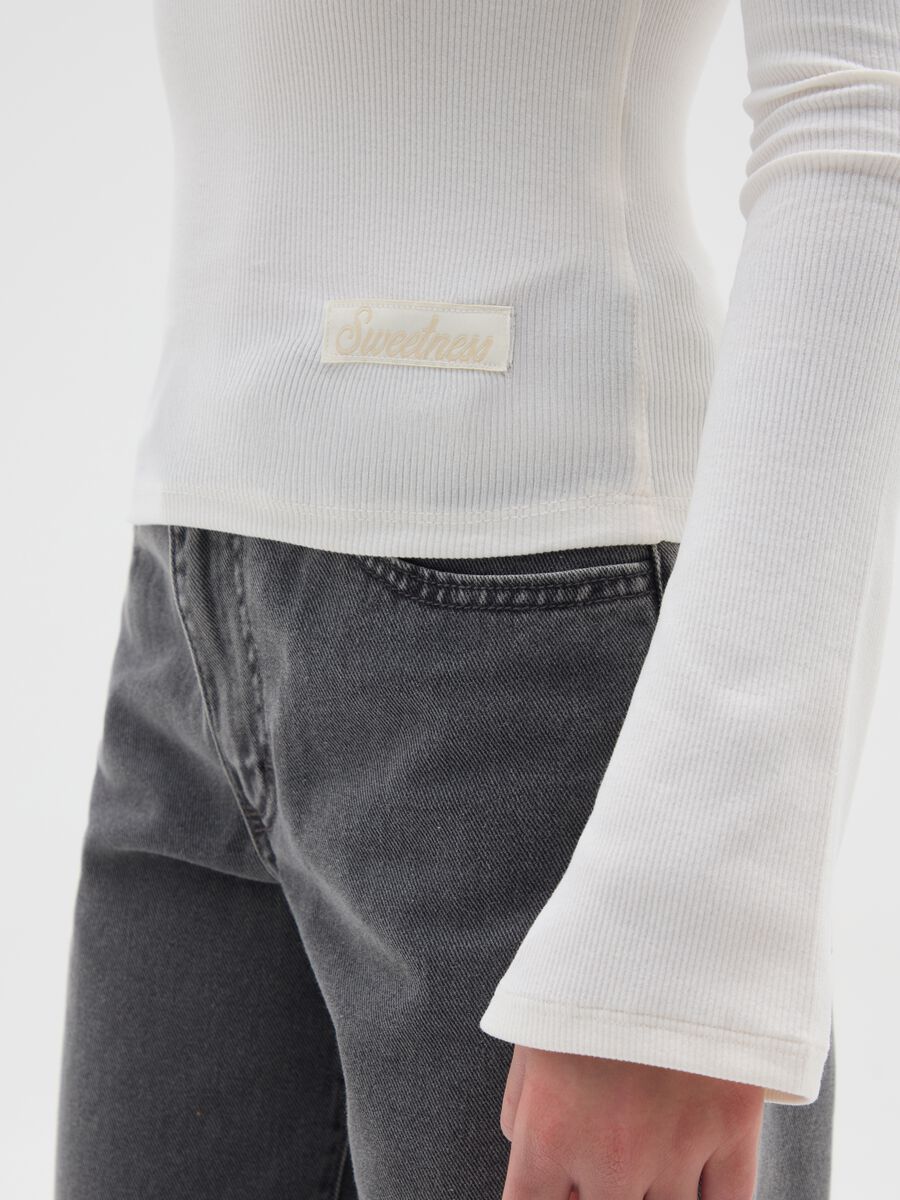 Maglia da ragazza in cotone elasticizzato beige regular fit_2