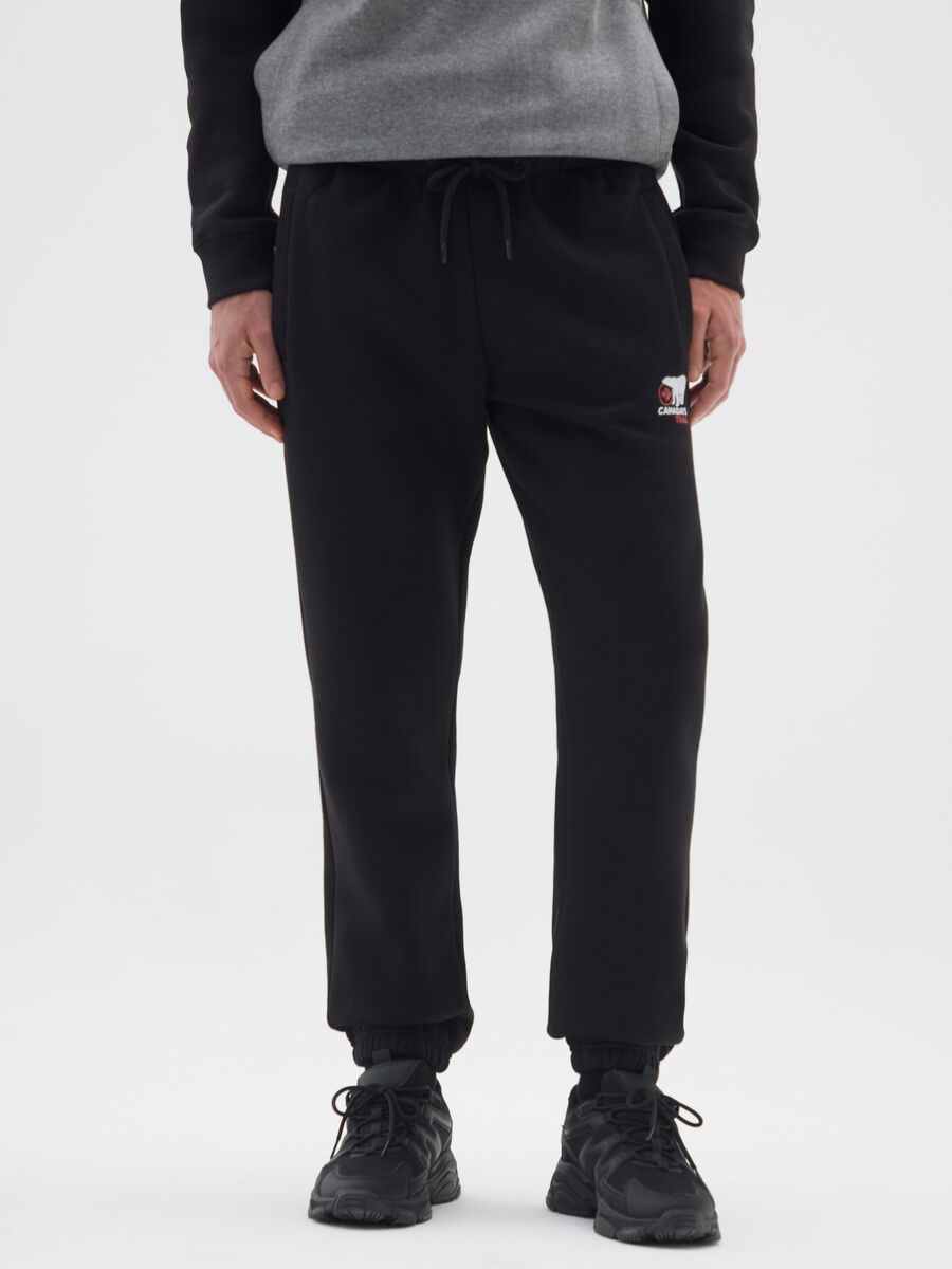 Black Cotton Blend Jogger Pants_1