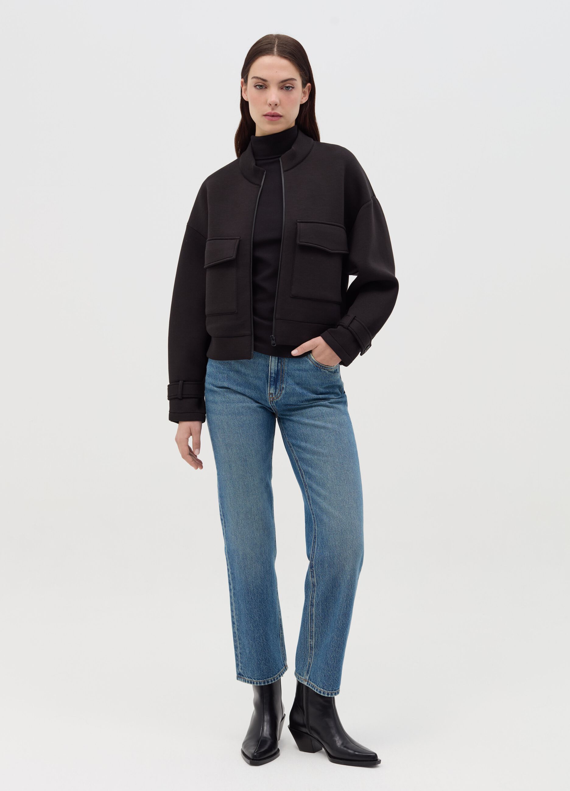 Giacca bomber mock neck
