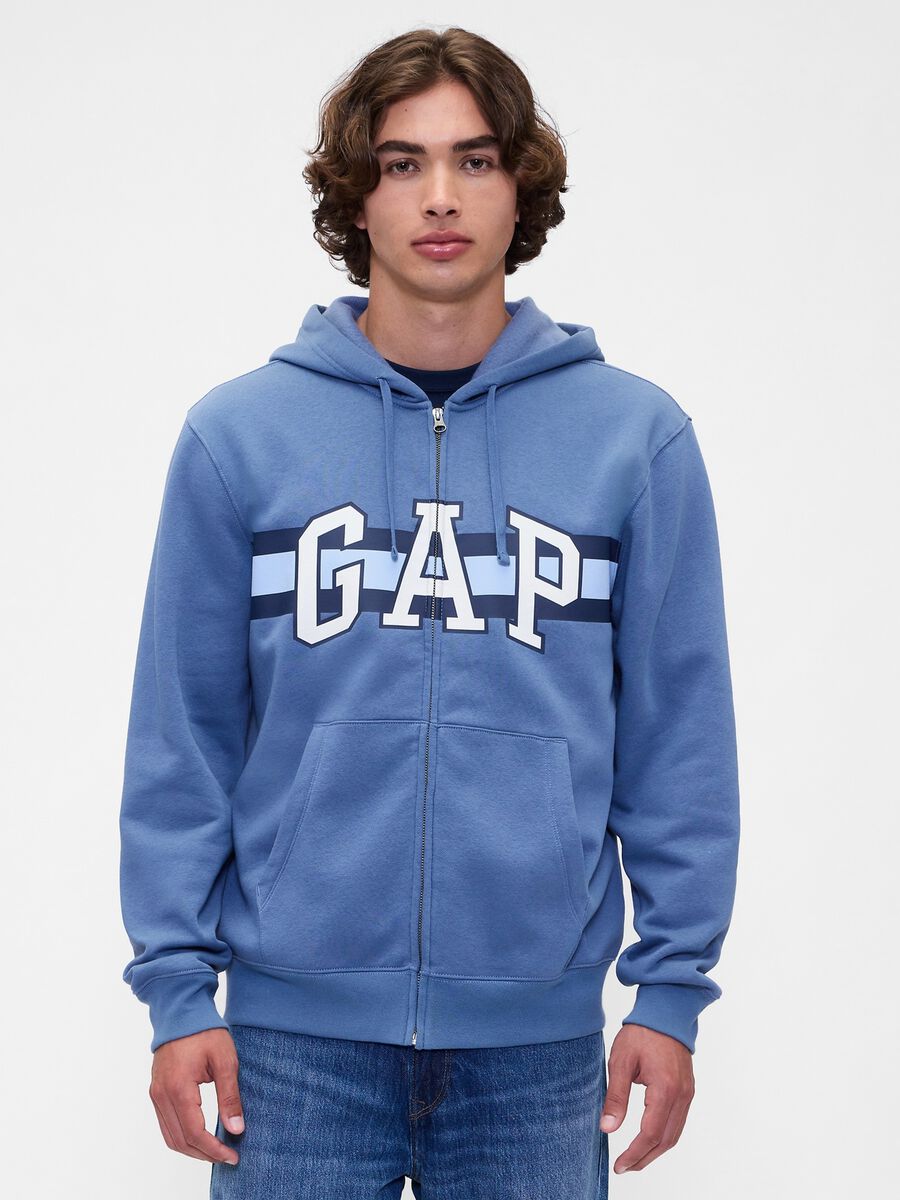 Blue hoodie with full zip closure_0