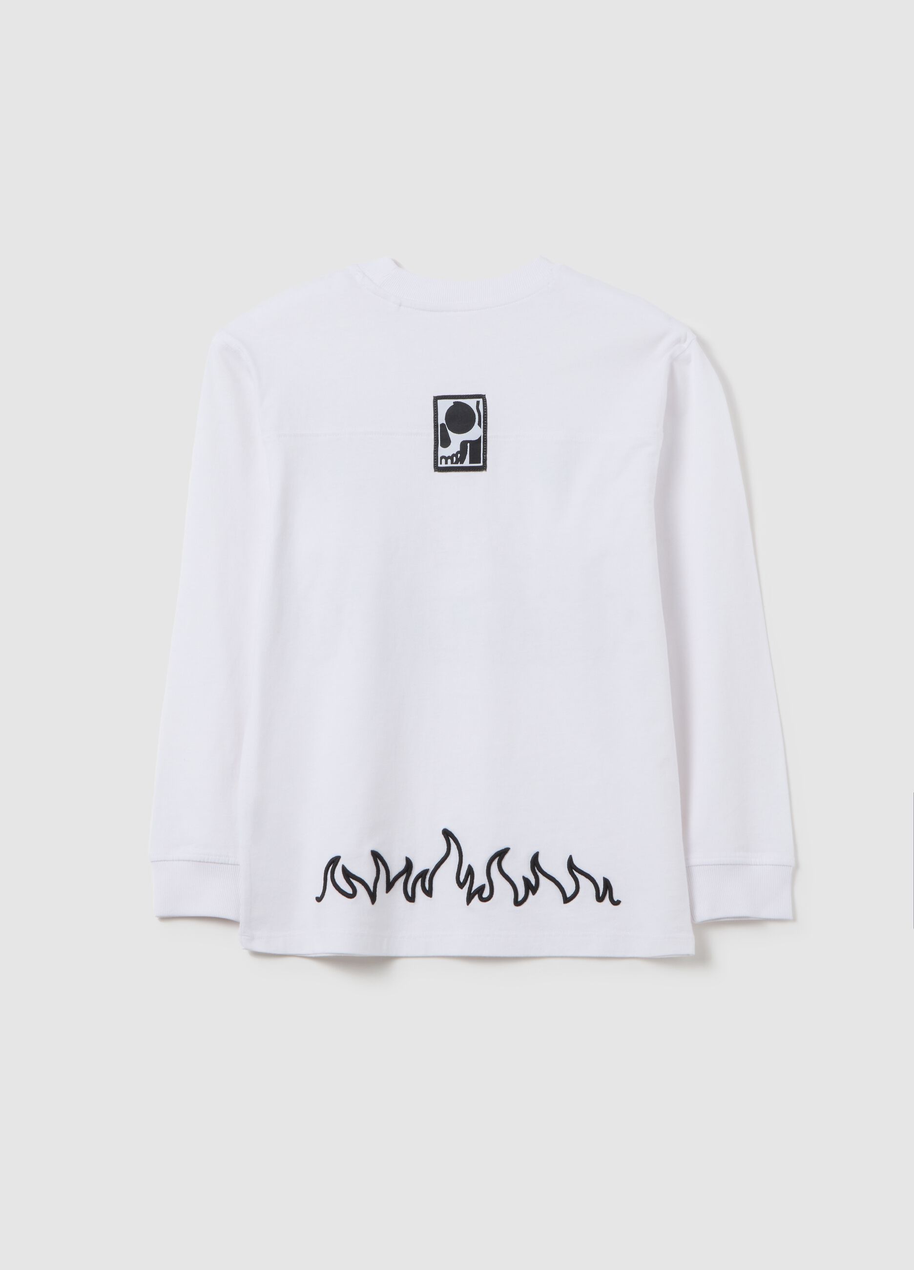 T-shirt bianca a maniche lunghe in cotone