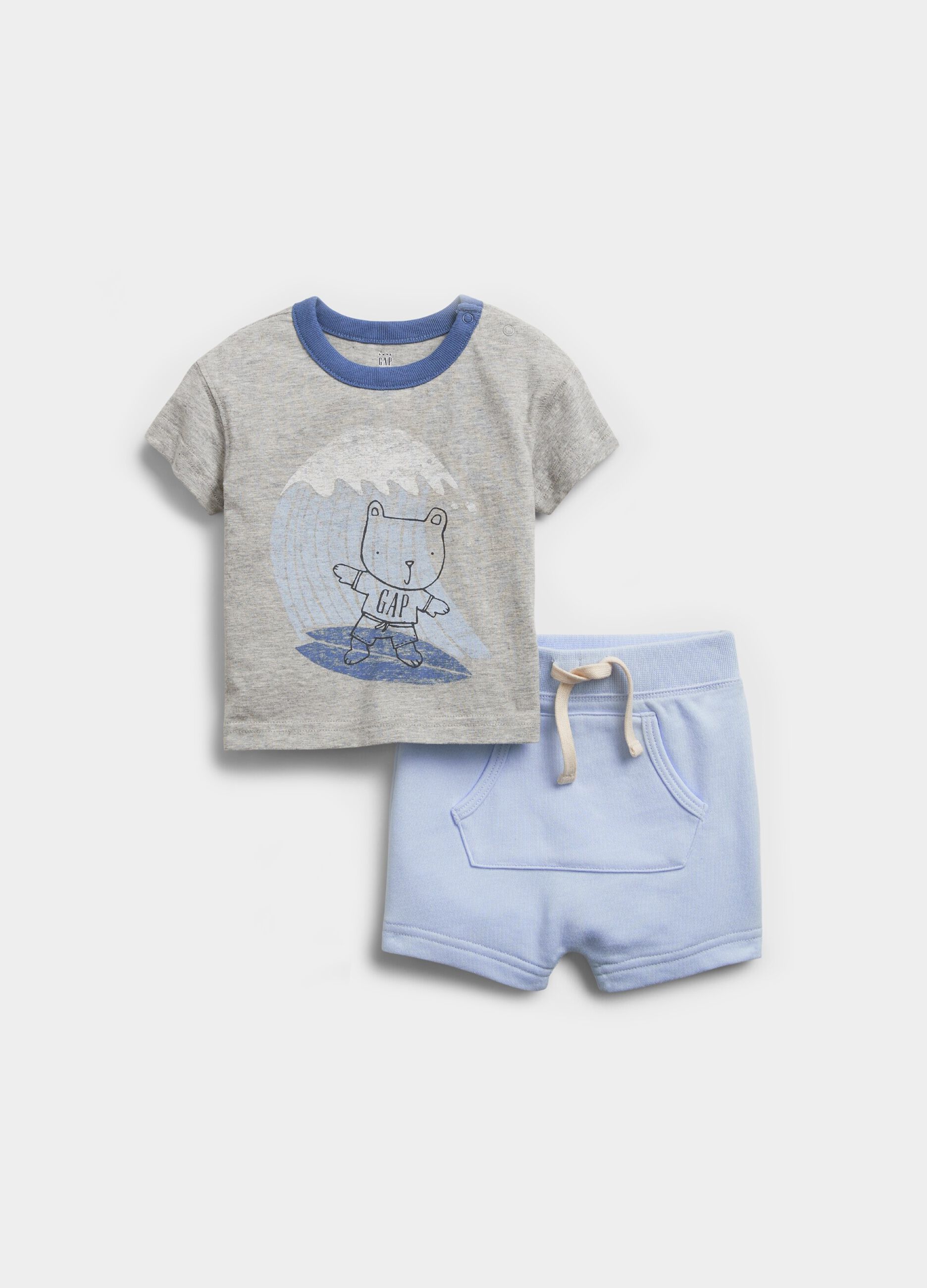 T-shirt and shorts set with teddy bear print