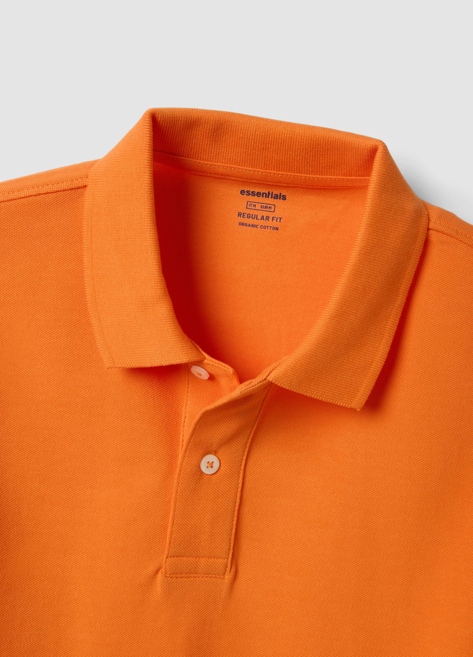 Orange short sleeve pure cotton polo shirt regular fit