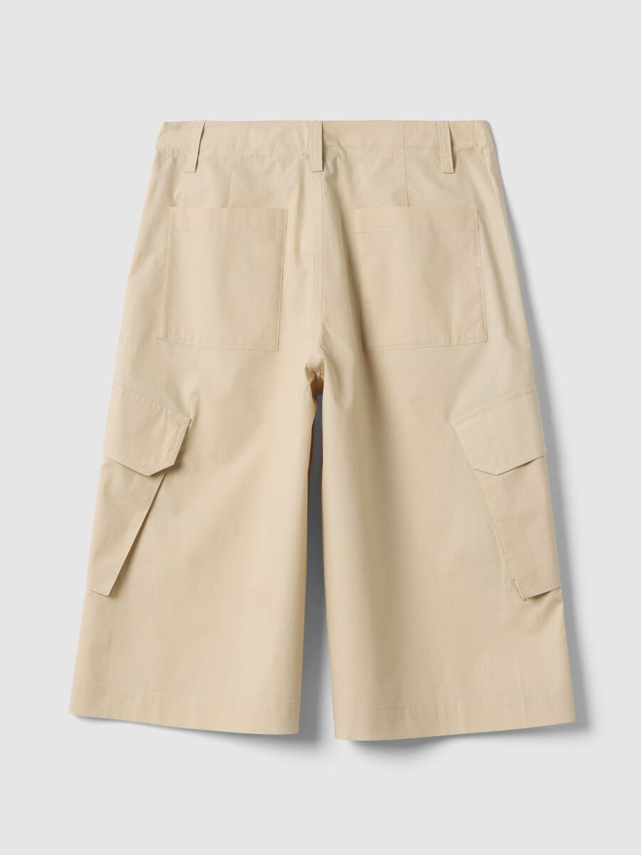 Pantaloni cargo in puro cotone beige da ragazza relaxed fit_4