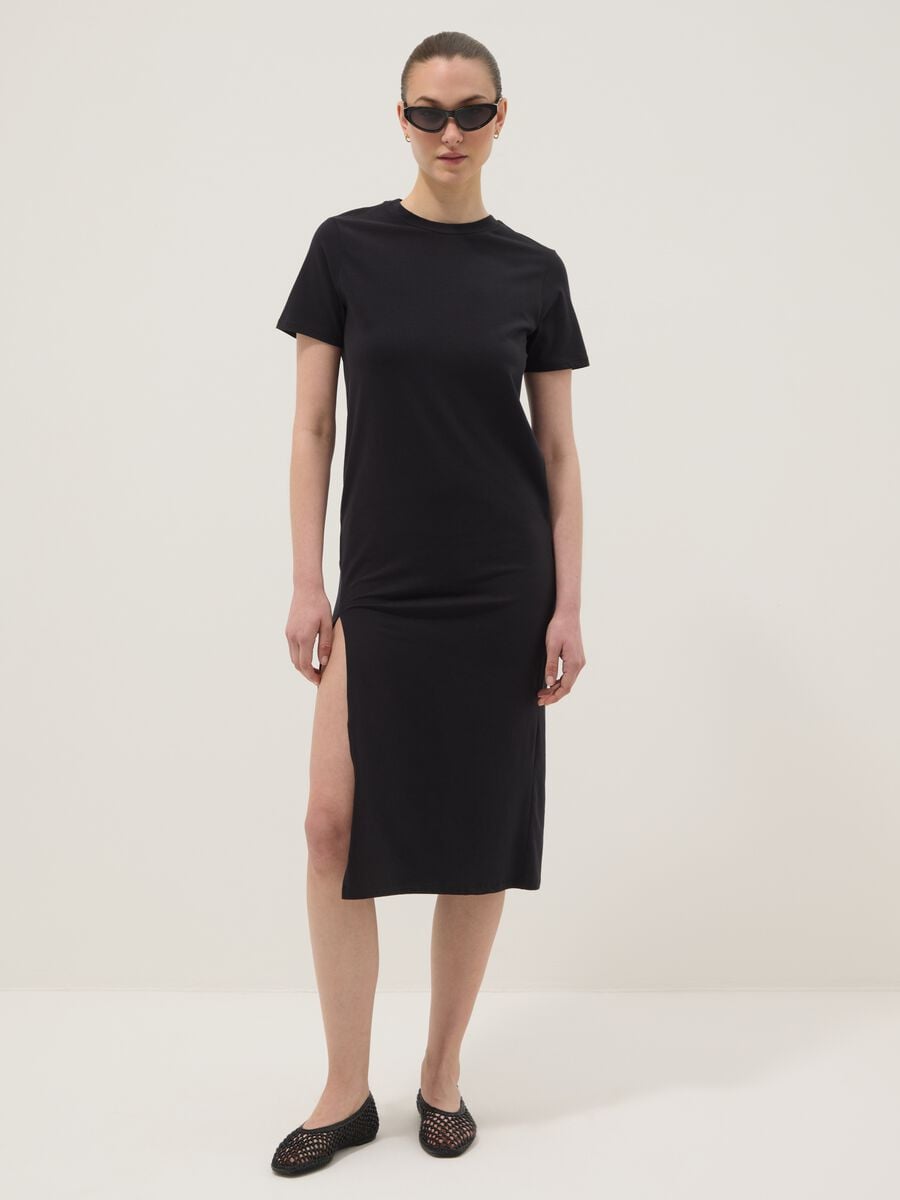 Black maxi dress in stretch cotton_0