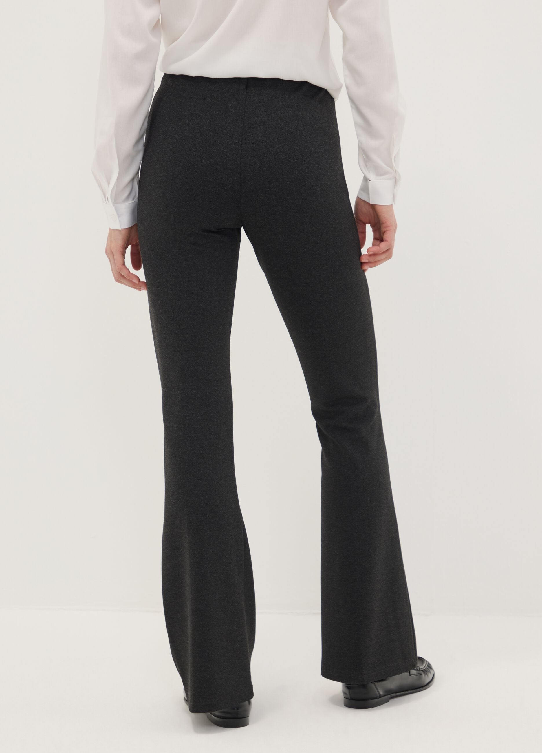 Leggings grigi flare fit in punto Milano di viscosa elasticizzata