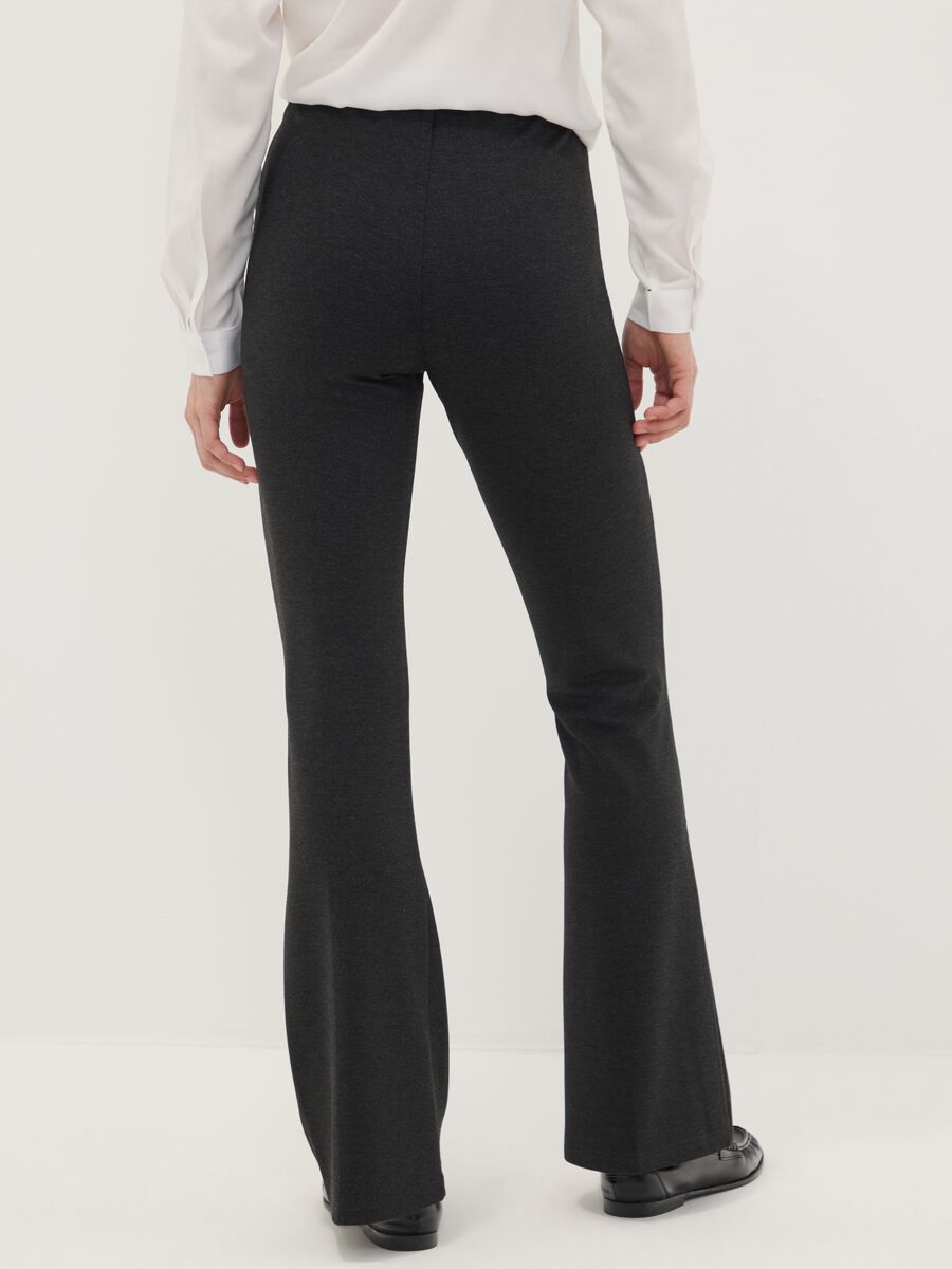 Leggings grigi flare fit in punto Milano di viscosa elasticizzata_2