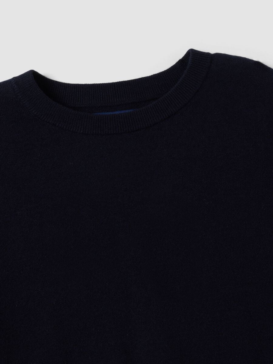 Maglia blu in misto lana a maniche corte girocollo regular fit_5