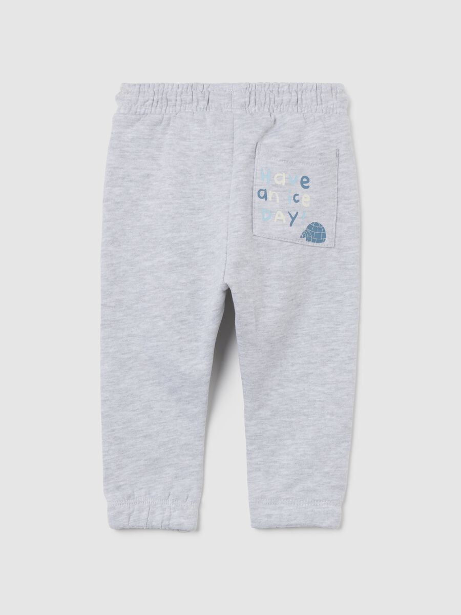Grey regular fit pure cotton joggers for kids_1