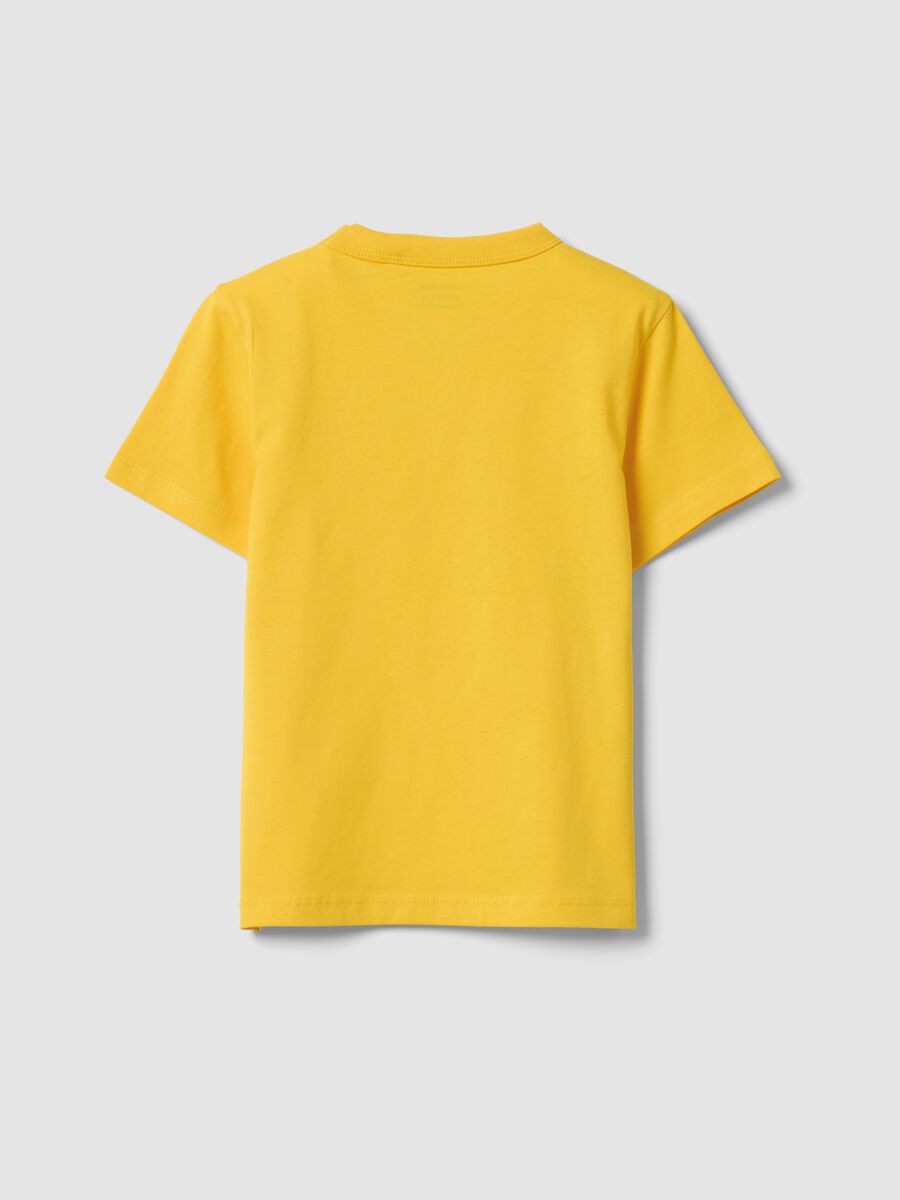 Yellow pure cotton kids&rsquo; T-shirt with an oversized fit_1
