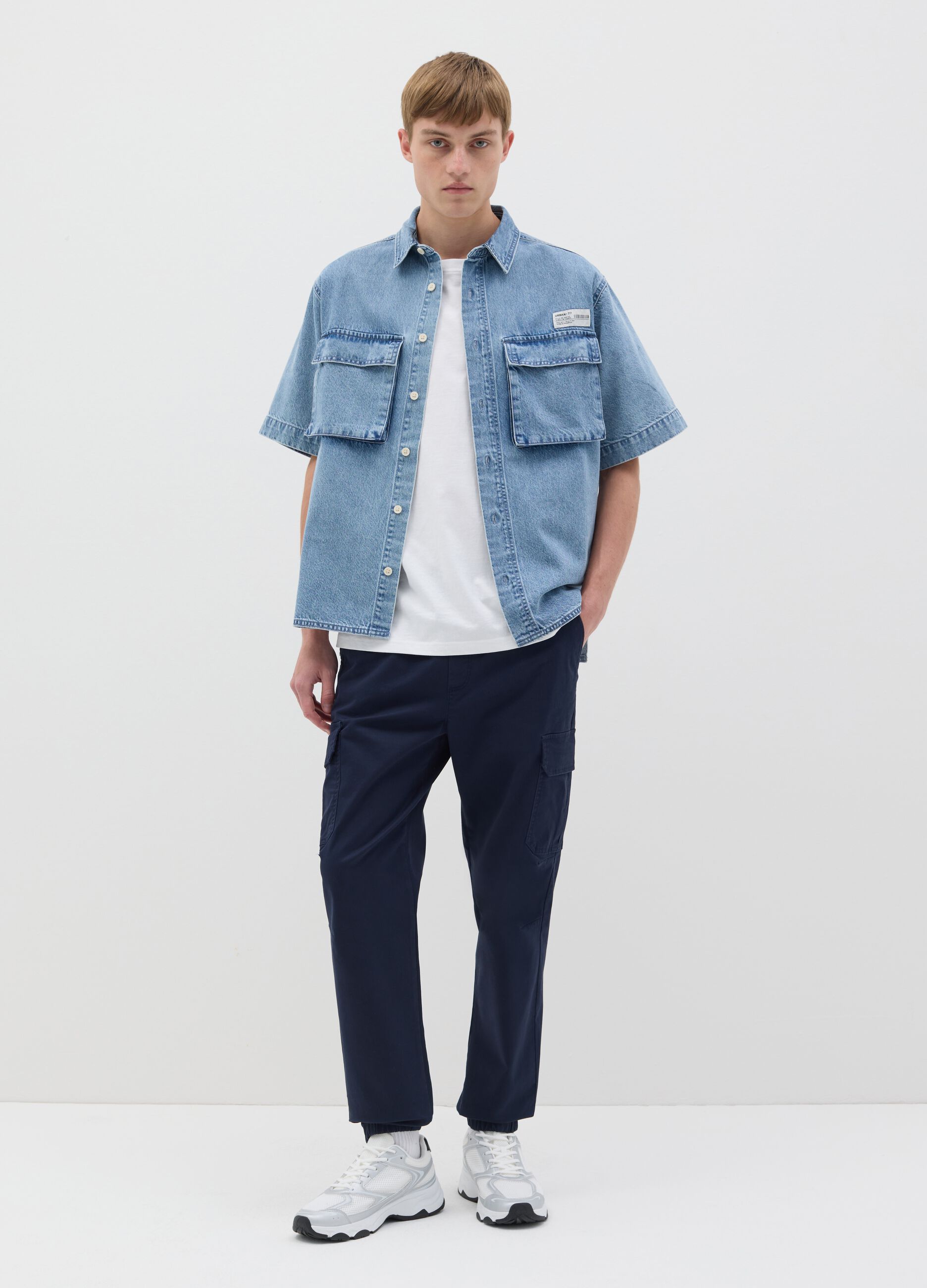 Camicia a maniche corte in denim