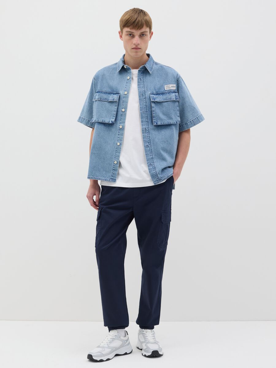 Short-sleeved denim shirt_1