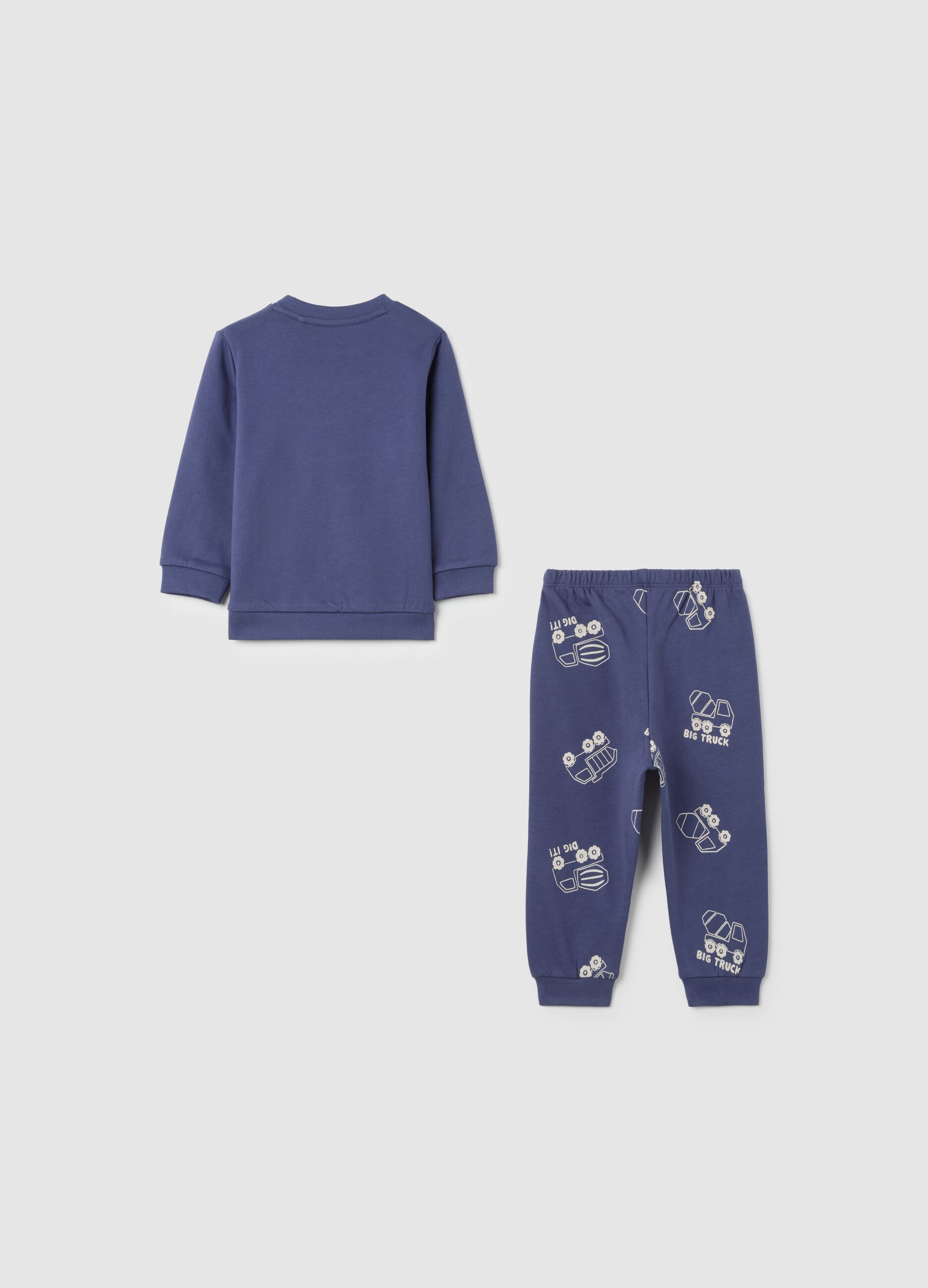 Newborn Baby Blue Cotton Pyjamas with Print