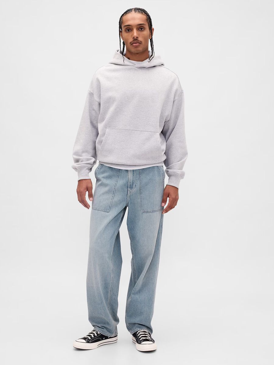 Regular fit azure pure cotton baggy jeans with five pockets_0