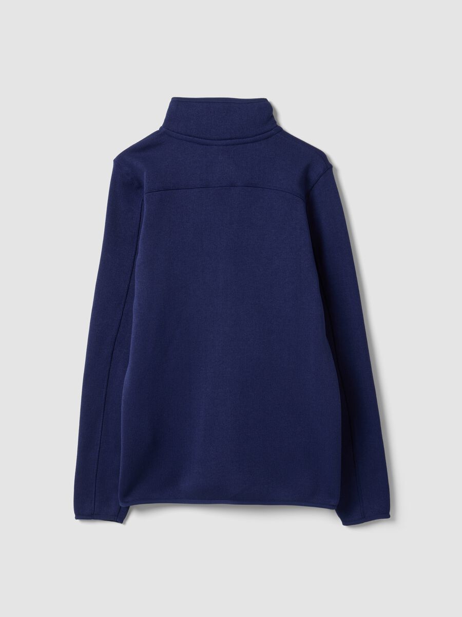 Blue full-zip sweatshirt with high neck and logo_2