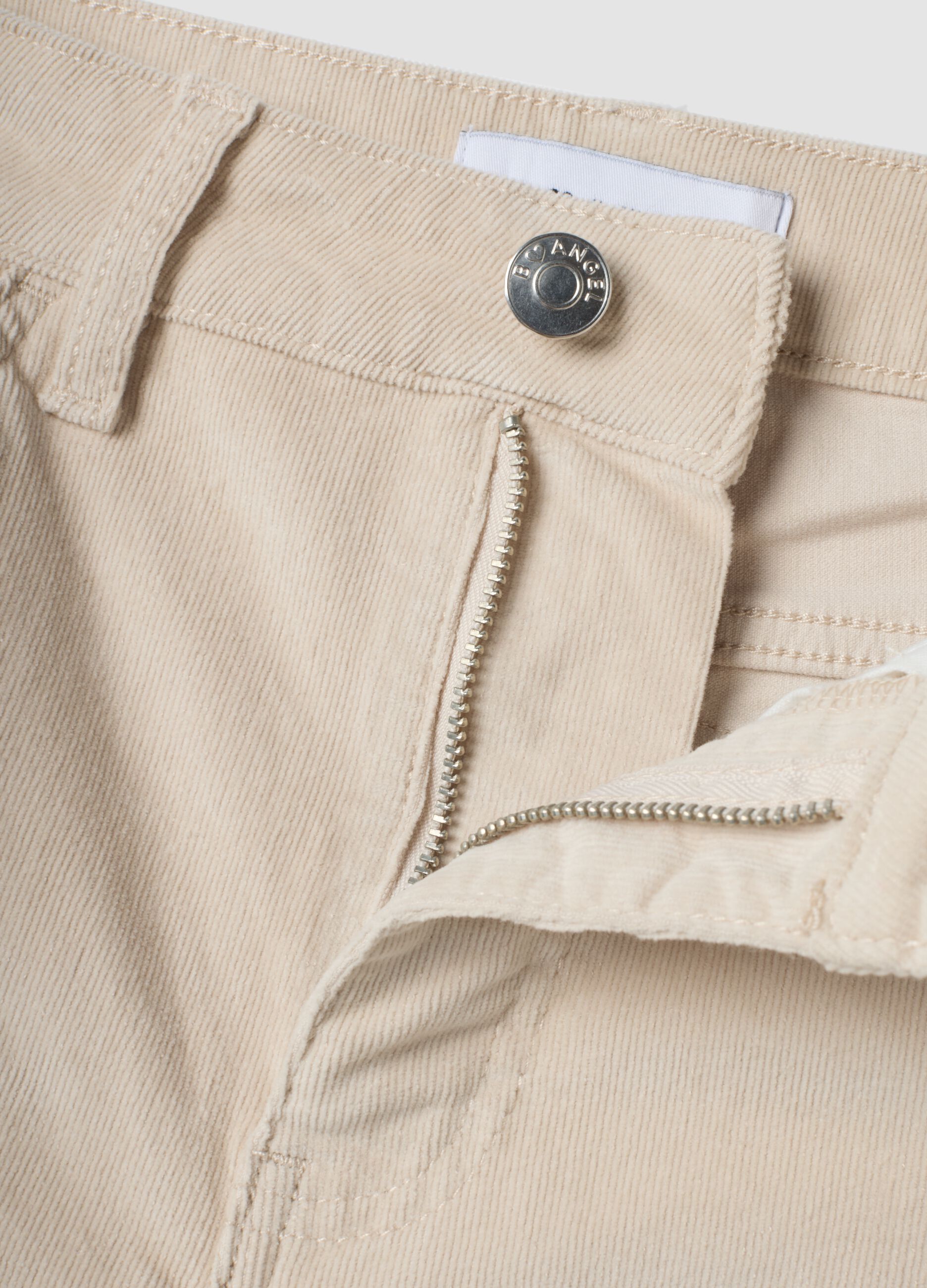 Beige stretch cotton flared trousers