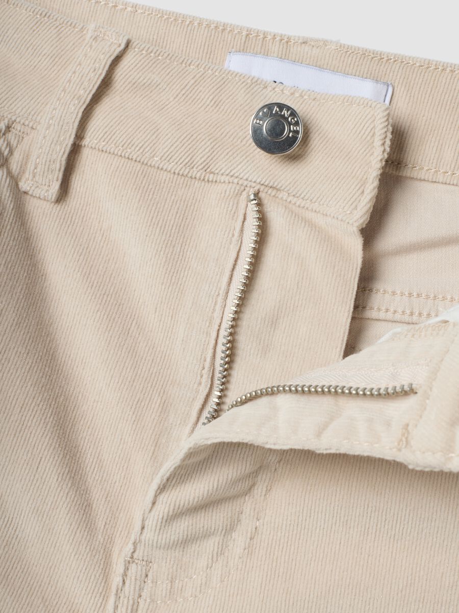 Beige stretch cotton flared trousers_1