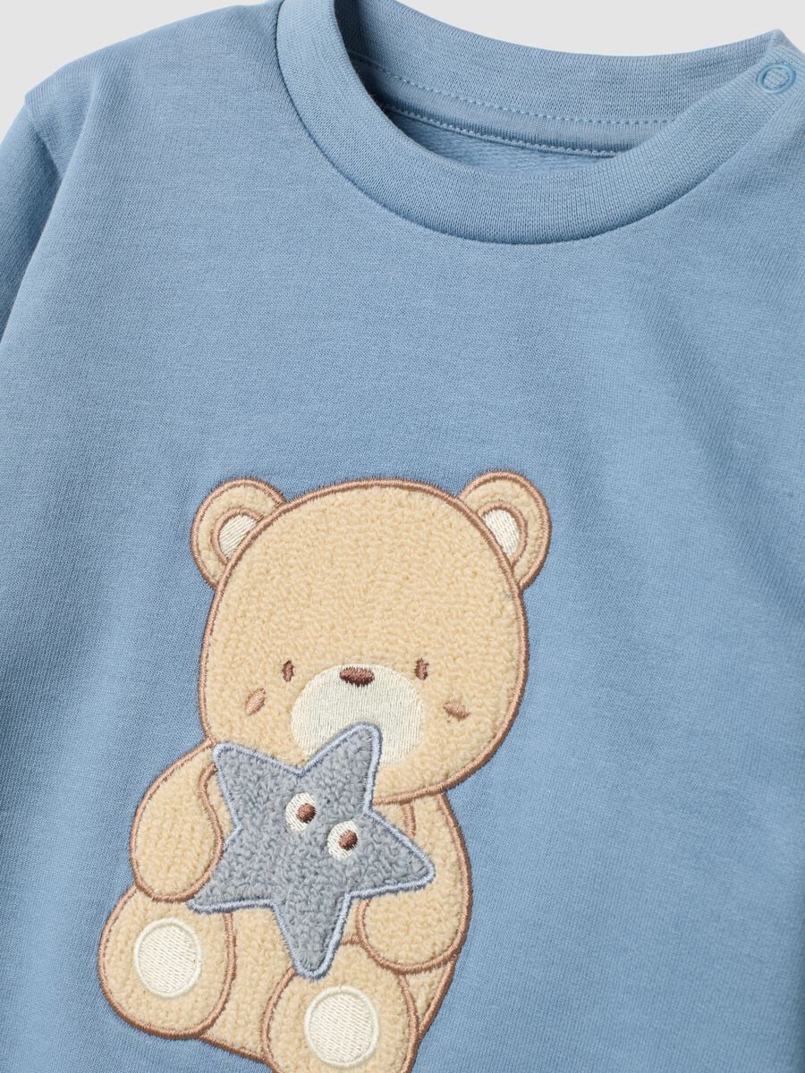 Pigiama azzurro in puro cotone organico con girocollo_2