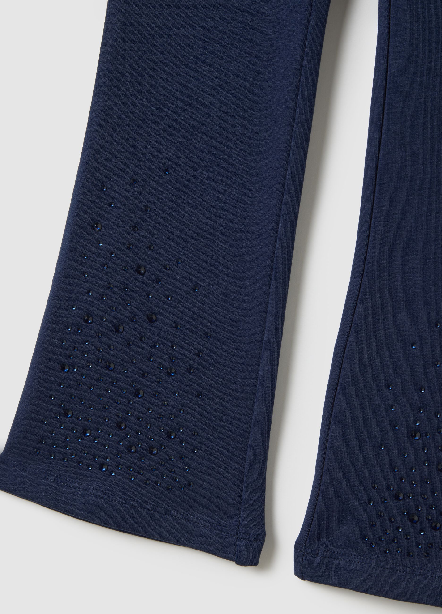Leggings da bambina in cotone elasticizzato blu flare