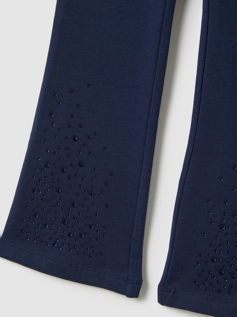 Leggings da bambina in cotone elasticizzato blu flare_2
