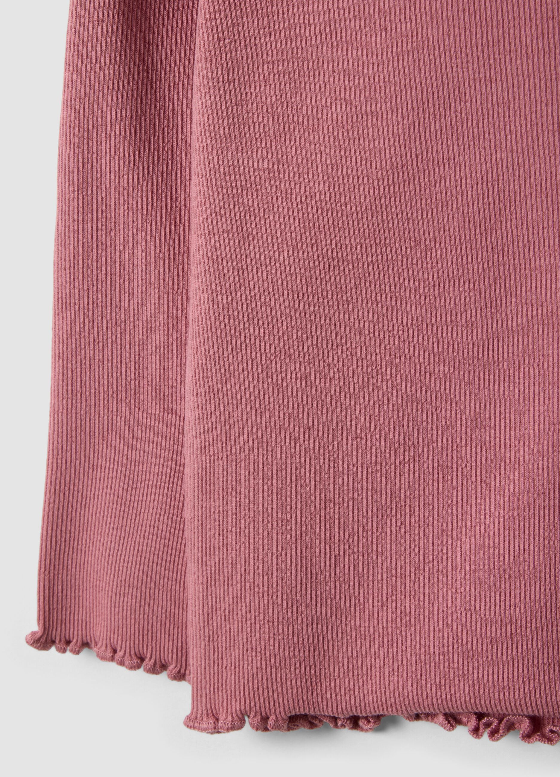 Pink slim-fit ribbed stretch-cotton T-shirt for baby girl