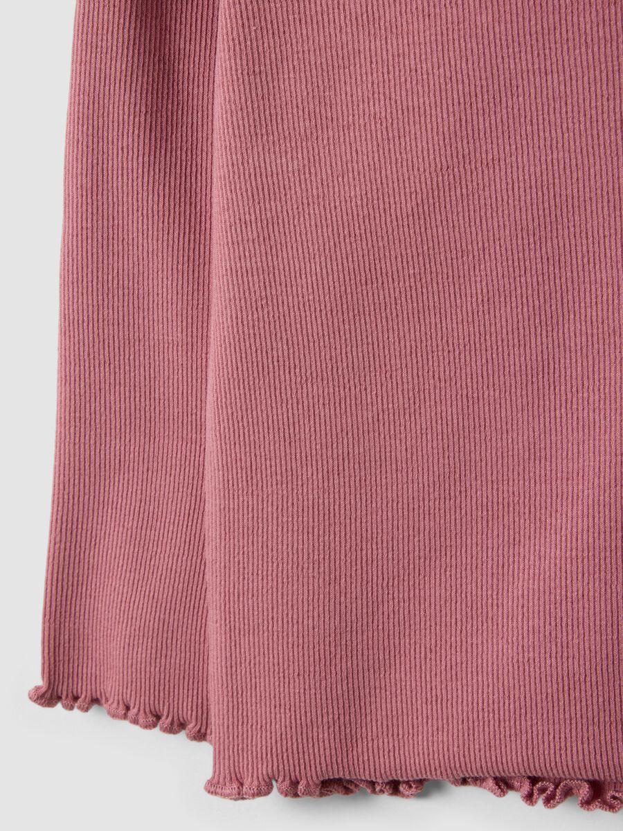 Pink slim-fit ribbed stretch-cotton T-shirt for baby girl_3