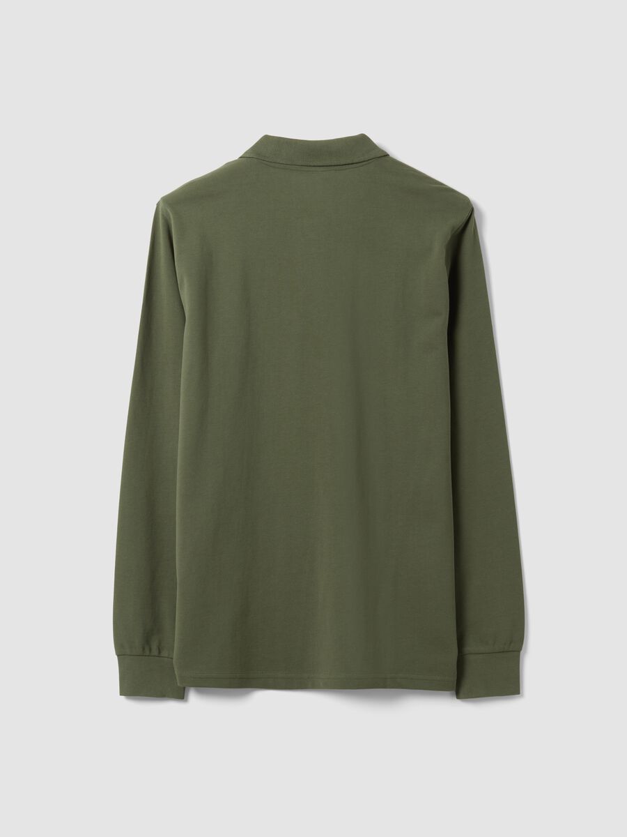 Polo verde in piquet di puro cotone organico a maniche lunghe regular fit_6