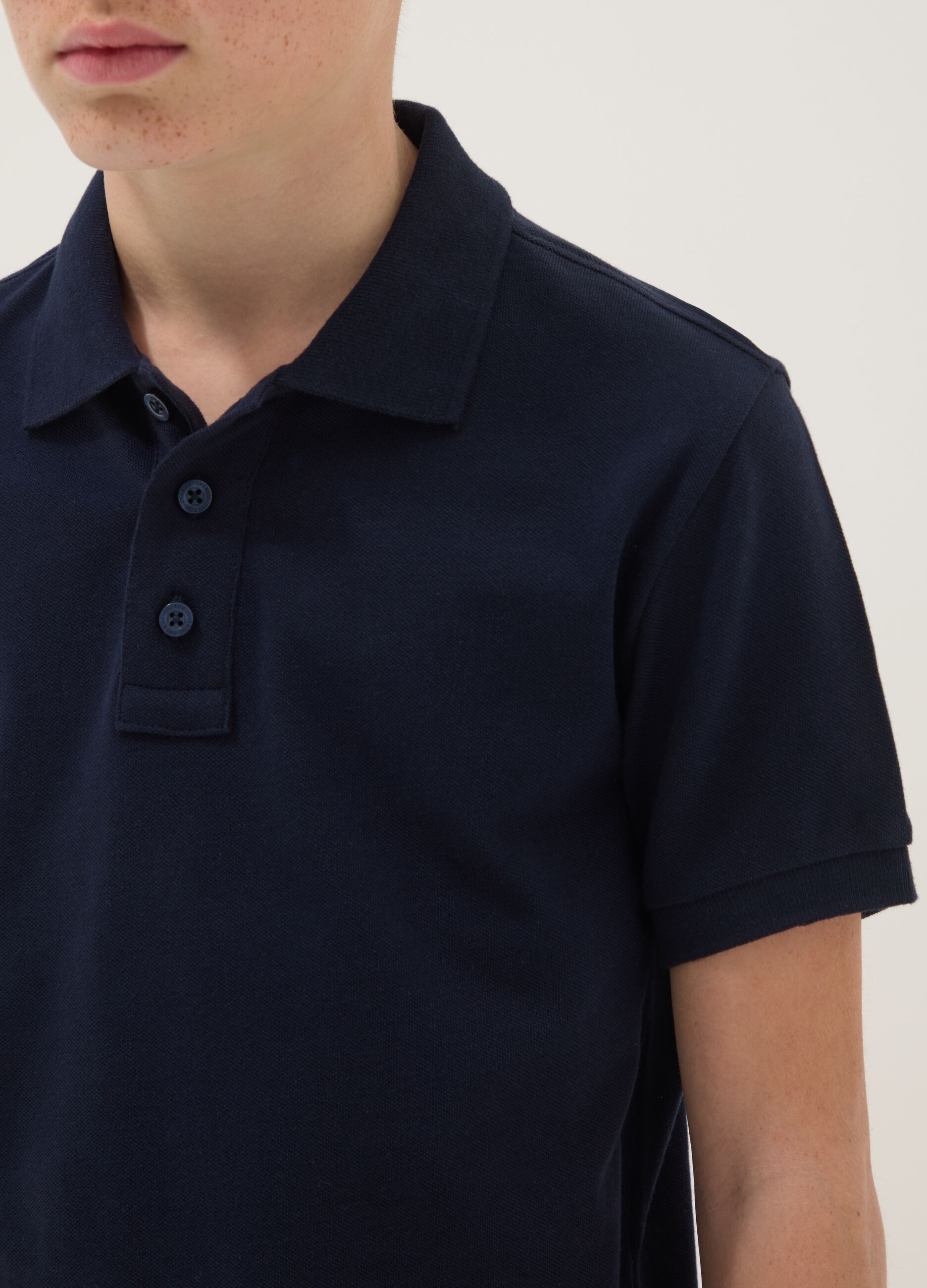 Boys&rsquo; blue organic pure cotton polo shirt, regular fit