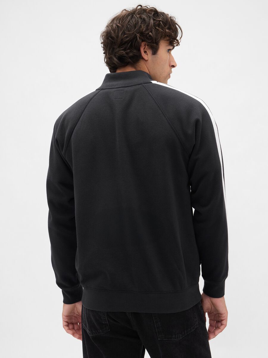 Felpa nera in misto cotone con zip intera_2