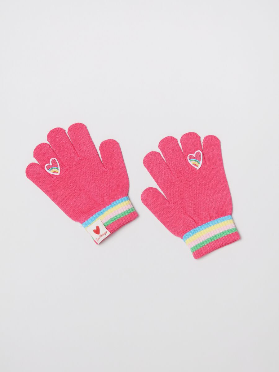 Guanti con patch cuore multicolore_1